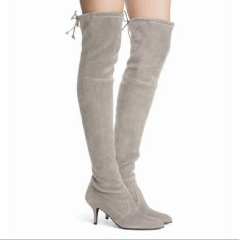 Stuart Weitzman Taupe Suede Tiemodel OTK boots